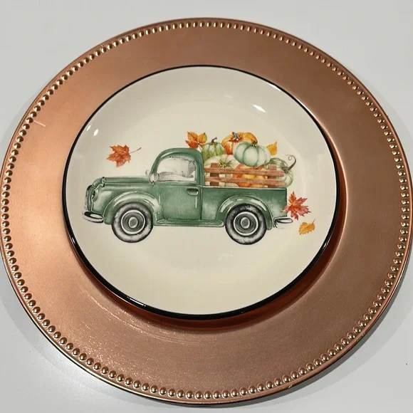 🌸NEW Two pc Plates Fall Decorations Hand Painted NWT. - Picture 2 of 10